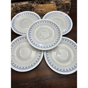 Corelle Snowflake Blue Set Of 5 Appetizer Saucer Plates 6" Vintage